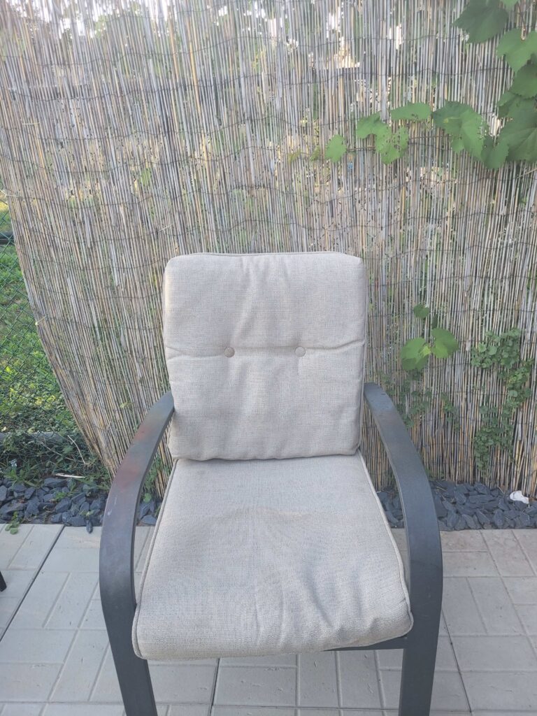 Tall back Patio Chair Bamboo in Background