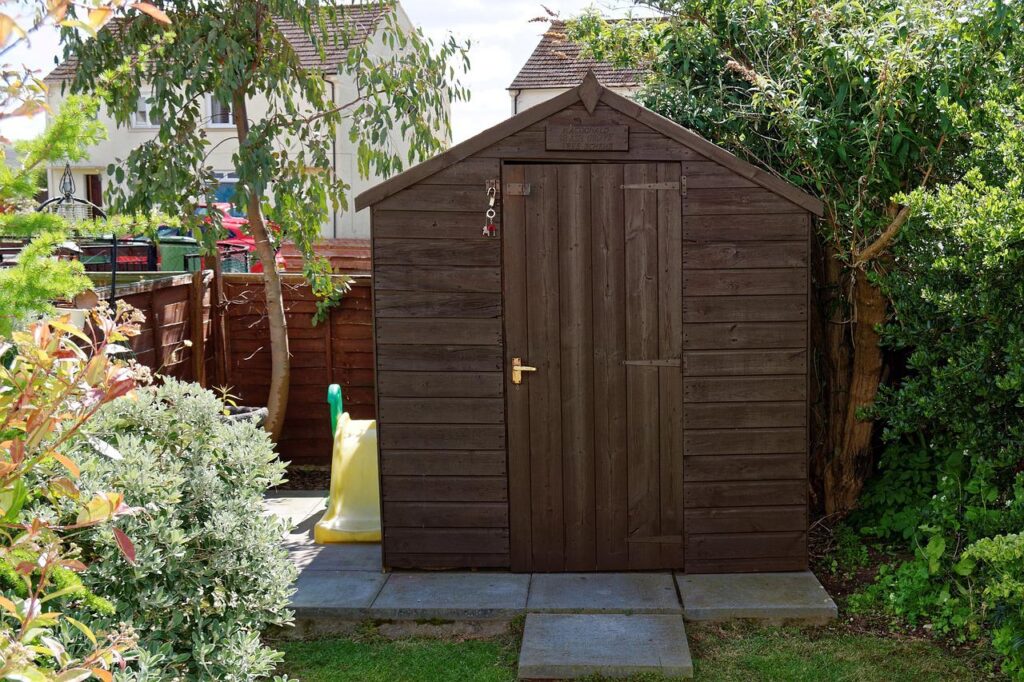 Rustic Wooden Shed in Garden