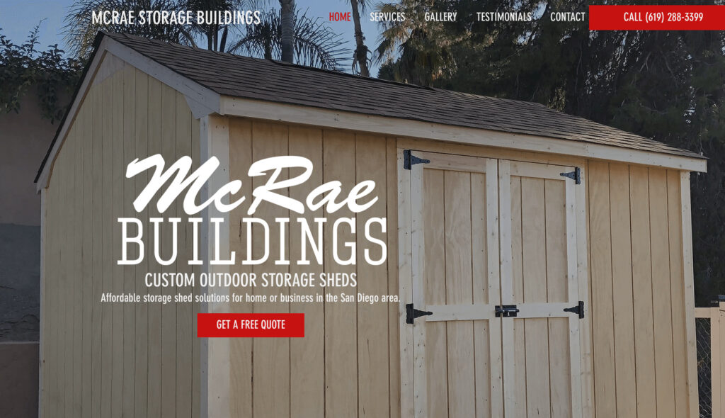 Screenshot from Mrae Buildings' website. Experienced backyard office contractors in California based in San Diego.