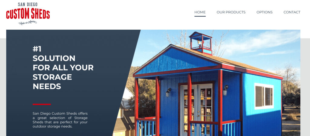 Screenshot from San Diego Custom Sheds' website. Experienced backyard office contractors in California based in San Diego.