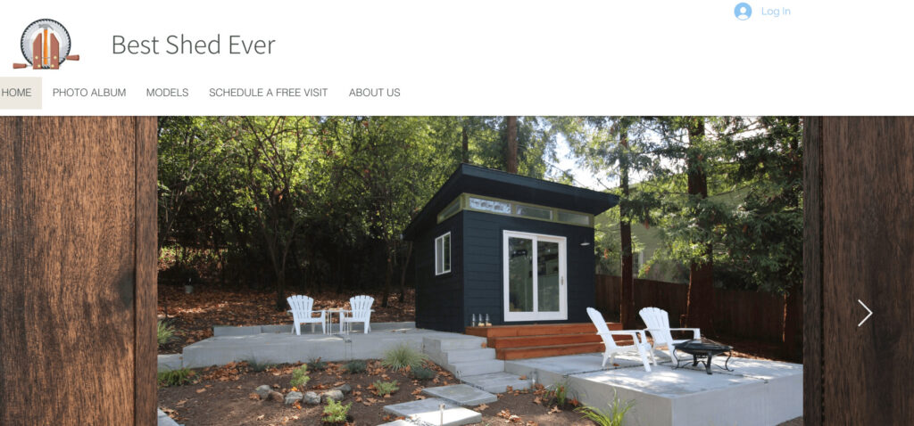 Screenshot from Best Shed Ever's website. Experienced backyard office contractors in California based in Fremont.