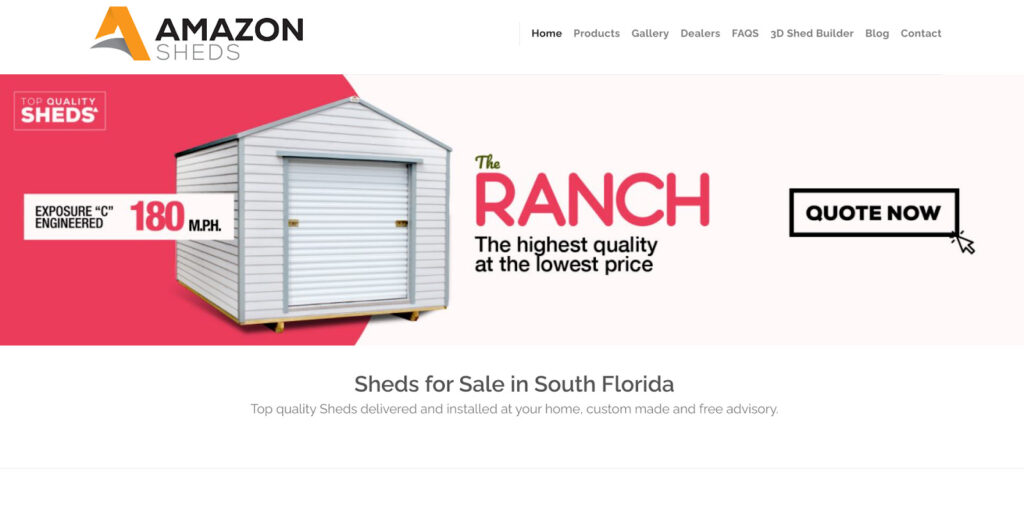 Screenshot from Amazon Sheds website. Experienced backyard office contractors in Florida based in Miami.