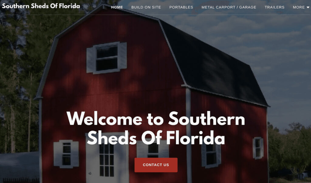 Screenshot from Southern Sheds of Florida website. Experienced backyard office contractors in Florida based in Brooksville.