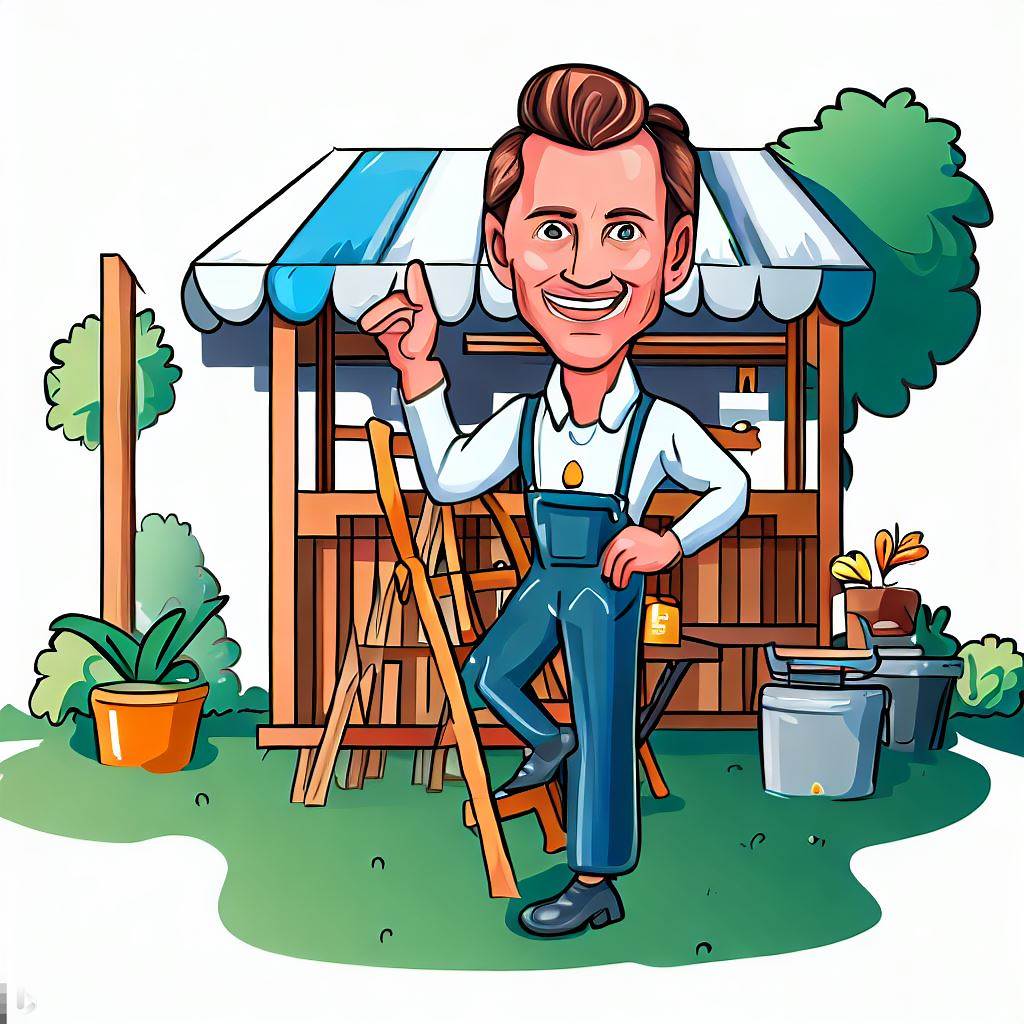 A cartoon image of a man thinking about starting a profitable backyard business