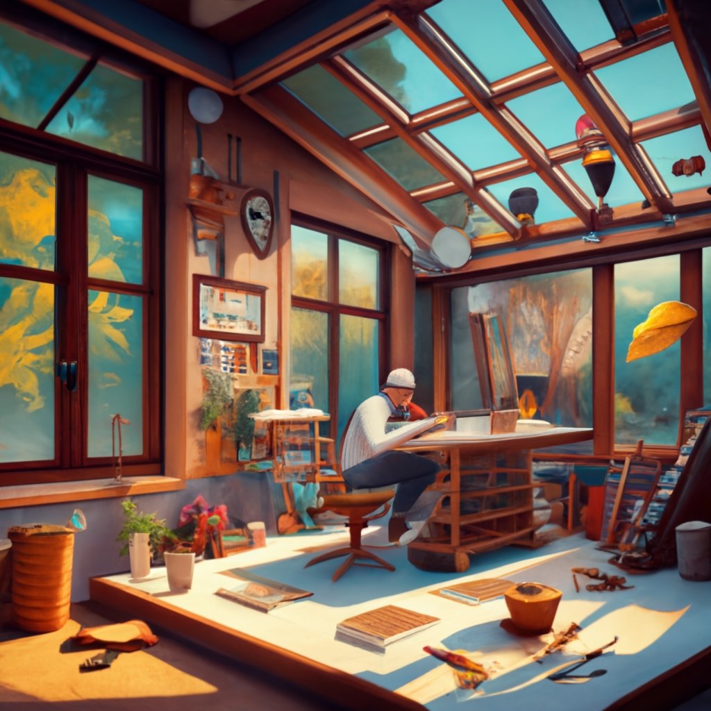 Image of a man in his backyard calighraphy workshop as an example of one of the craft business ideas on the list.