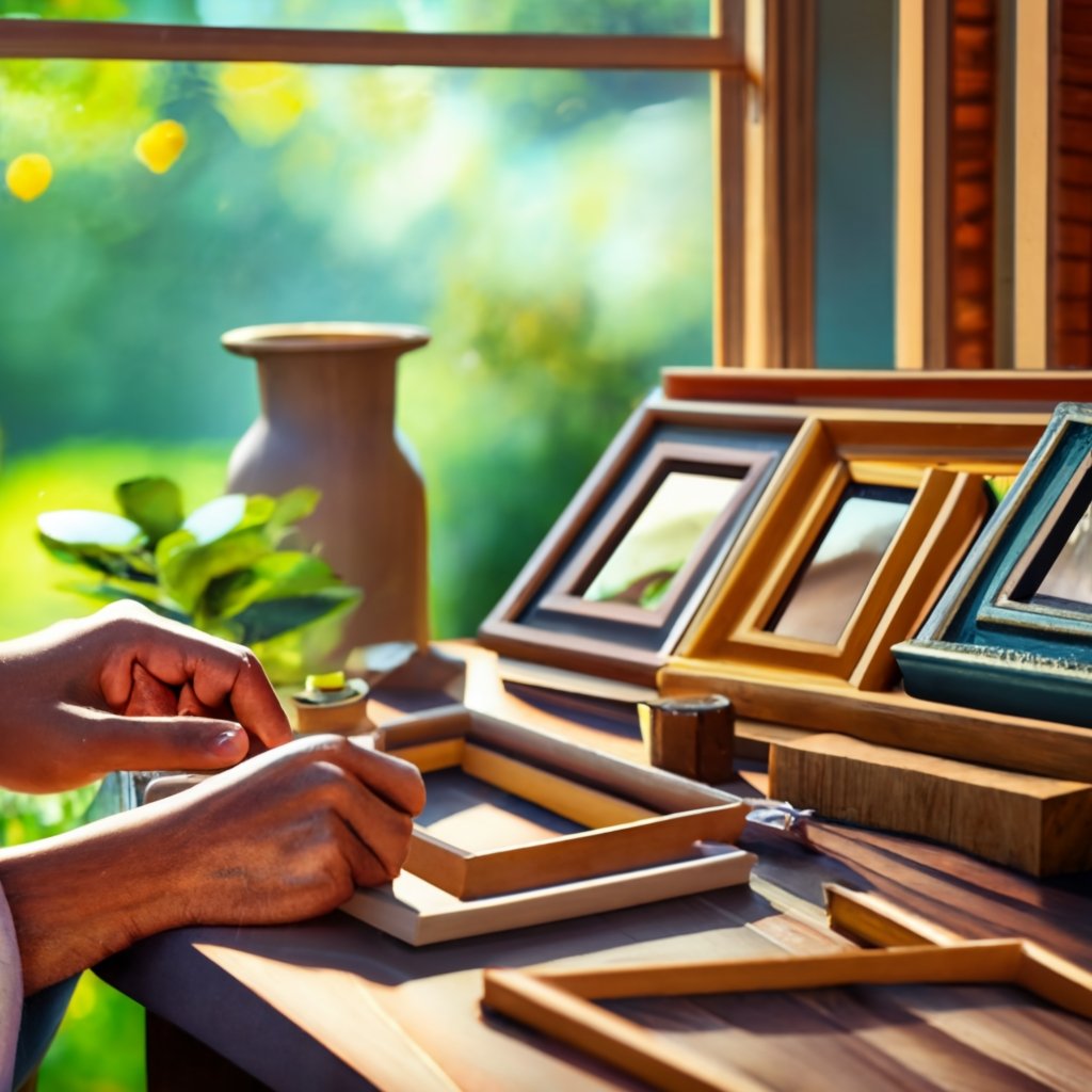 Image of completed handmad picture frames as an example of one of the craft business ideas on the list.