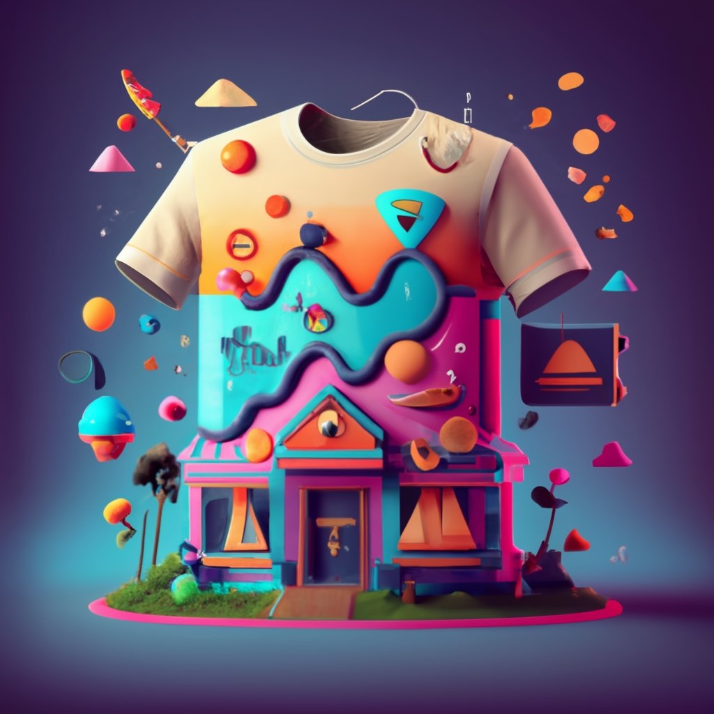 Busy artistic representation of a personalized t-shirt as one of the craft business ideas in the list.