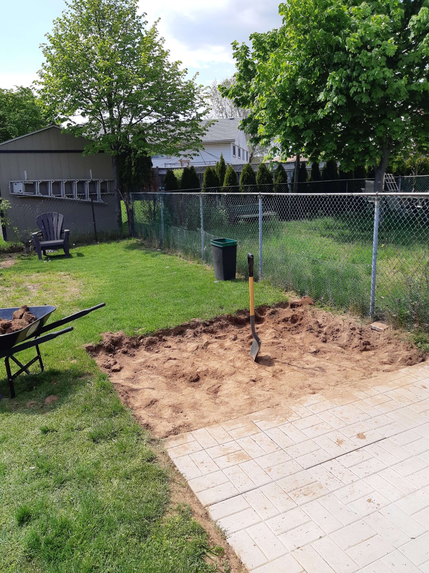 A yard under construction as an example for a landscaping business number 21 in the list of backyard business ideas.
