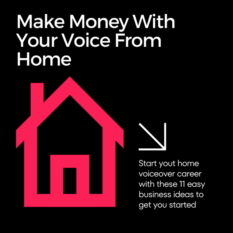 Featured image for the article 11Easy Ways to Make Money With Your Voice From Home. Depicts the RemoteOfficeWorld logo, a house outline.