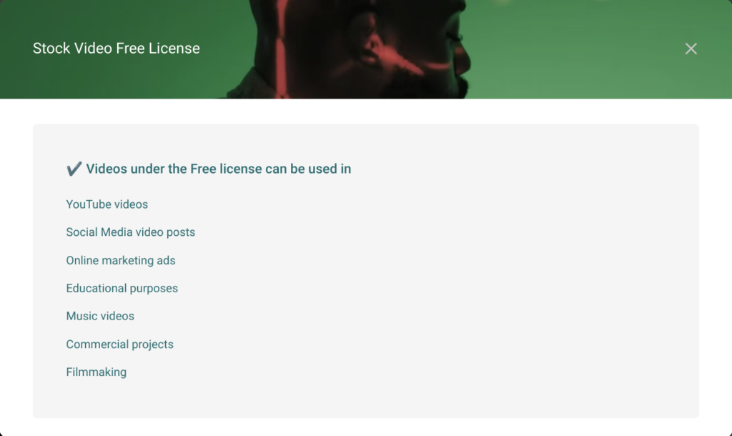 Screenshot of the Mixkit license agreement.