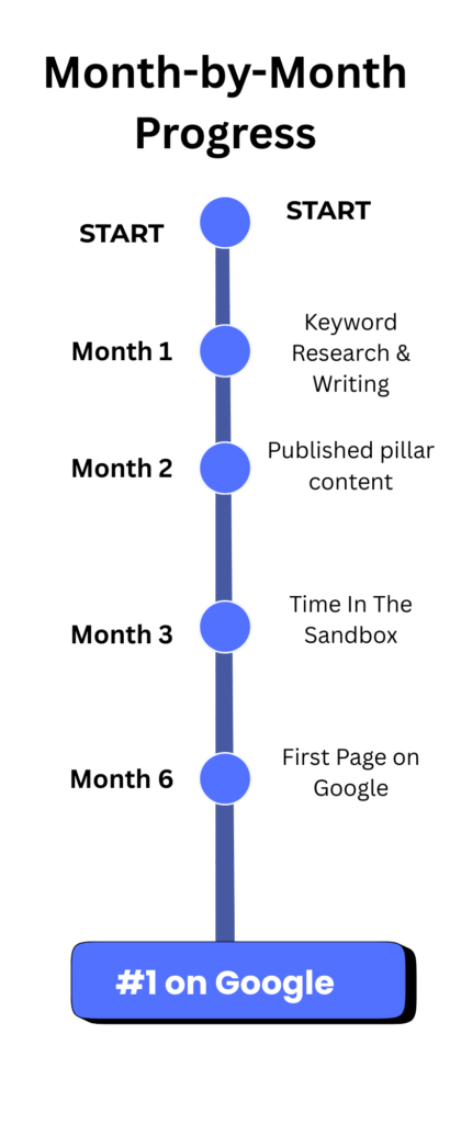 Infographic depicting my month-to-month progress for How I Ranked #1 on Google.