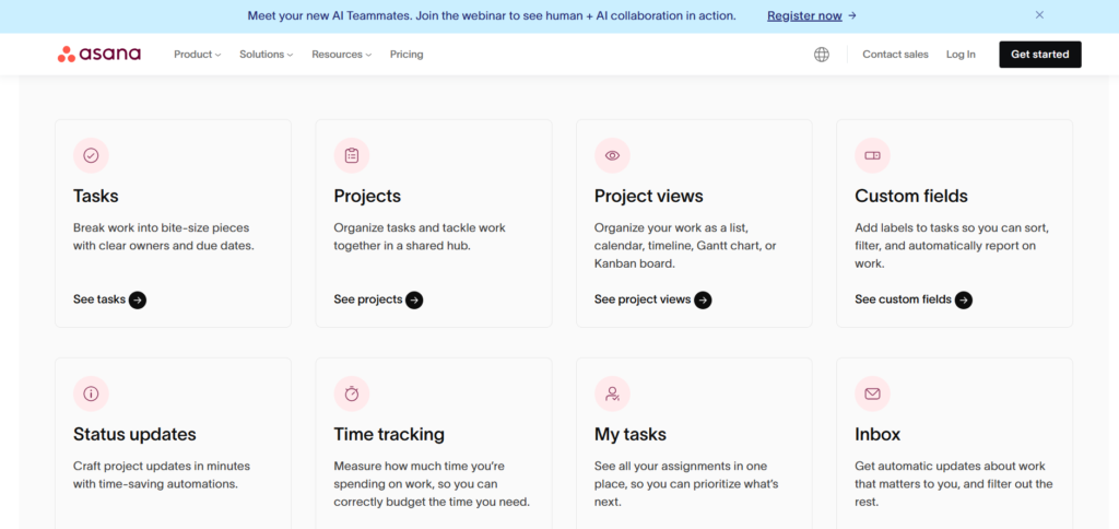 Screenshot of the Asana project management app.