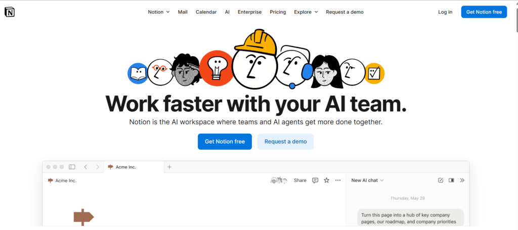 Screenshot of the Notion productivity workspace app.